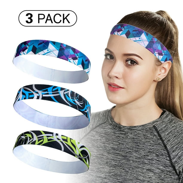 Headbands Sport Antiperspirant Headbands for Running Fitness Yoga Cycling Hiking Elastic Sweat Wicking Non Slip 3 Pack Sweat Workout Headbands